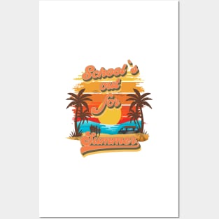 Schools out for summer Retro quote groovy teacher vacation Posters and Art